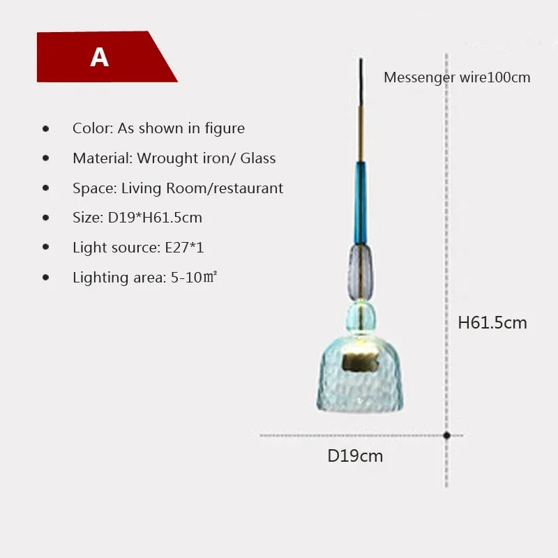 DecorBites™ Candy Glass Chandelier Pendant Light for Dining and Living Room