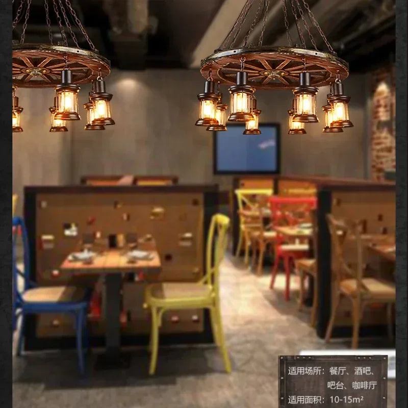 Lámparas colgantes LED DecorBites™ Iron Wheel - Lámparas colgantes con brillo metálico industrial