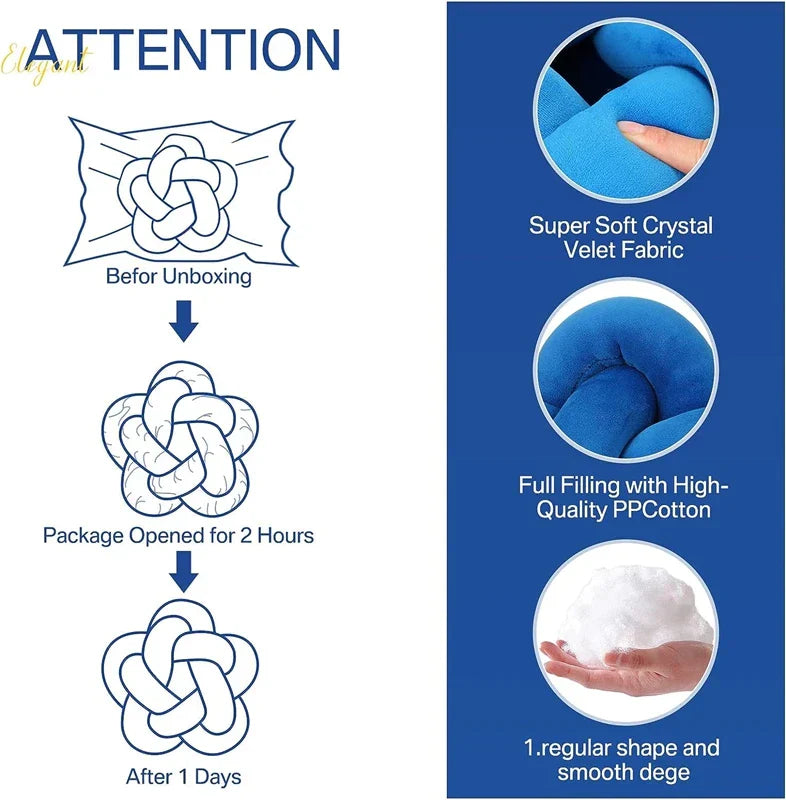 DecorBites™ Knot Blue Star Ball Pillow Set | Handmade Soft Cushions for Home Office