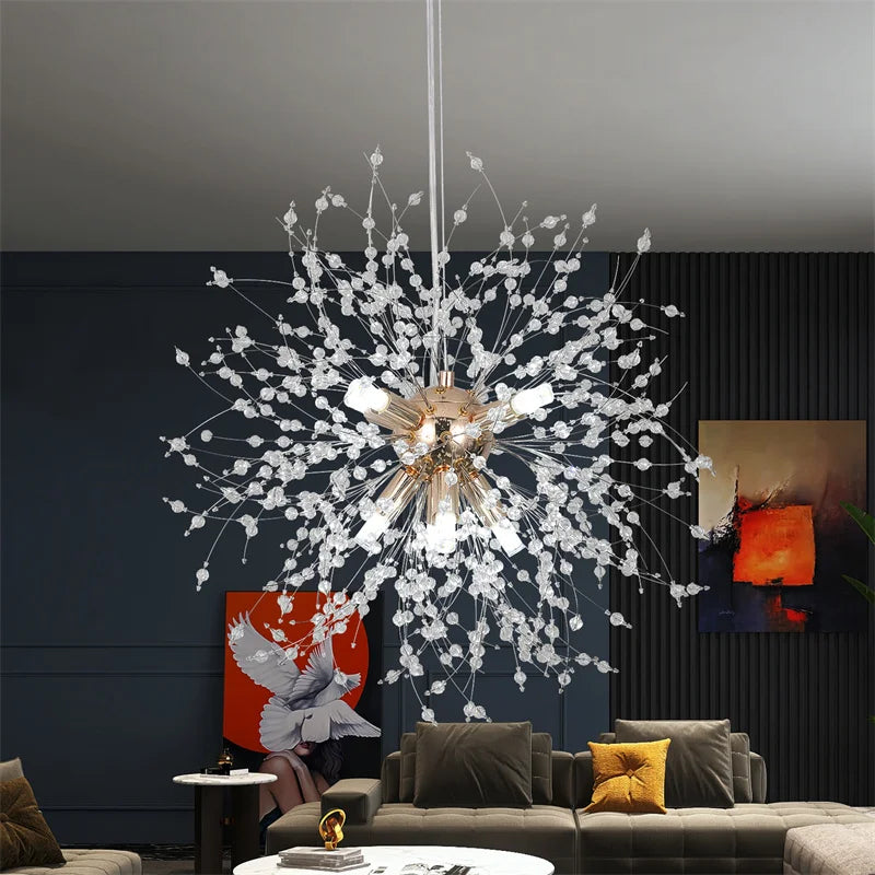 DecorBites™ Dandelion Chandelier 8-Light Sputnik Pendant Light Gold/Silver Living Room Fixture