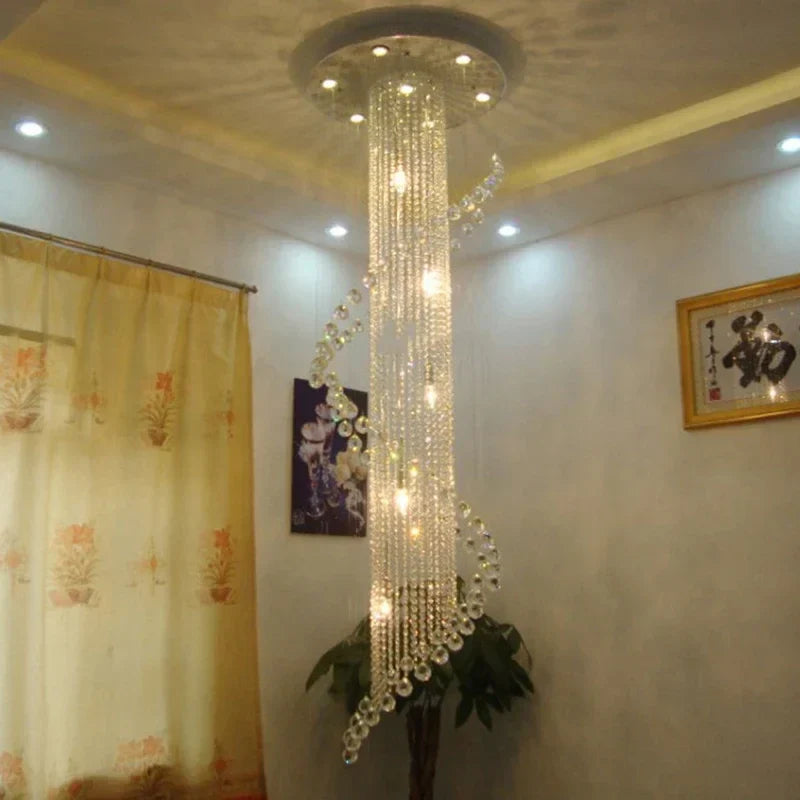 DecorBites™ Crystal Chandelier: LED Round Lamp for Living Room, Lobby Luxury Decor