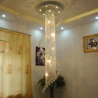 DecorBites™ Crystal Chandelier: LED Round Lamp for Living Room, Lobby Luxury Decor