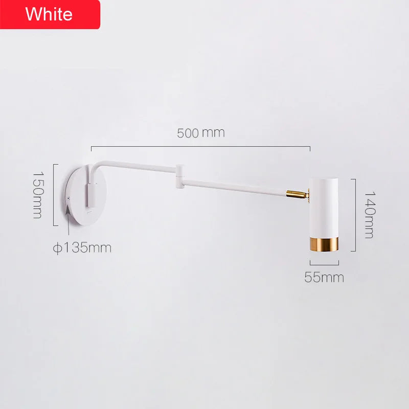 مصباح حائطي DecorBites™‎ قابل للتعديل بذراع متأرجح LED من طراز Nordic Sconce بجانب السرير