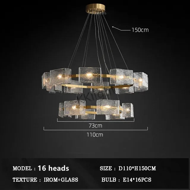 DecorBites™ LED Ripples Glass Chandelier: Modern Luxury for Living Room, Bedroom, Kitchen, Bar