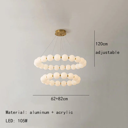DecorBites™ Brass LED Pendant Light Dimmable Acrylic Ball Luminaire for Bedroom & Living Room