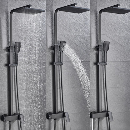 DecorBites™ Black Brass Shower Faucet with 8" Rainfall Shower Head and Tub Spout