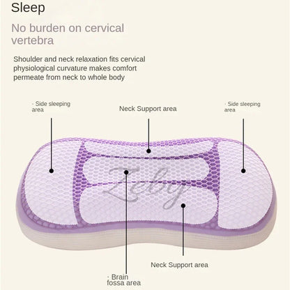 Decobites Summer Honeycomb Cooling Pillow with Soft Warm Side & Ice Silk Pillowcase