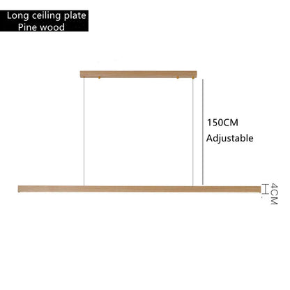 DecorBites™ Dimmable Wooden Pendant Lamp: Long Strip Minimalist Hanging Indoor Lighting