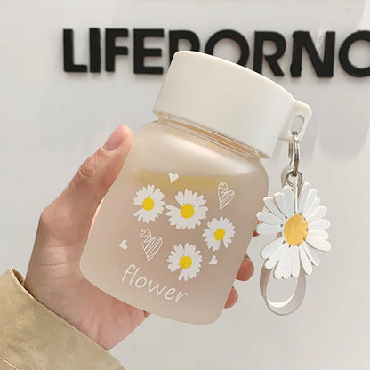 DecorBites™ Daisy Flower Glass Water Bottle Portable Tumbler 350ML