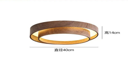 DecorBites™ Japanese Walnut Bedroom Ceiling Light Wabi-Sabi Wood Grain Eye Protection Study Light.