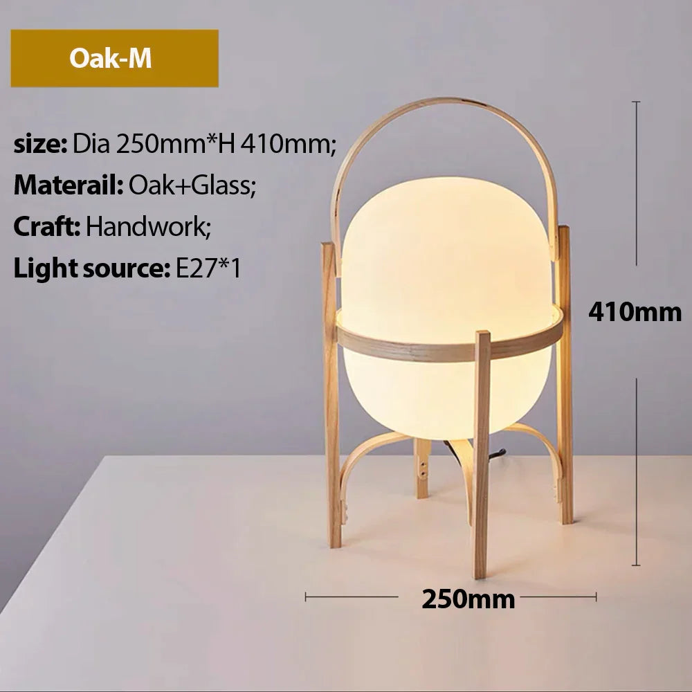 Wood Frame Glass Lamp