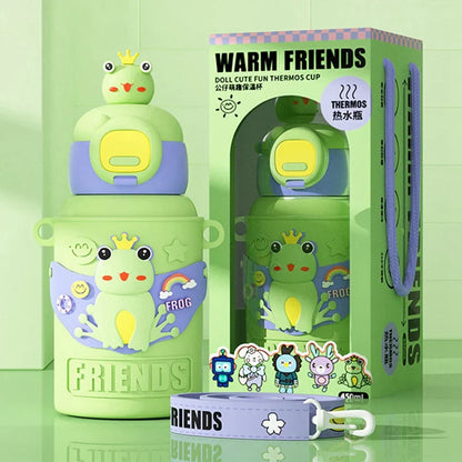 DecorBites™ Kids' Cartoon Stainless Steel Thermal Water Bottle with Straw