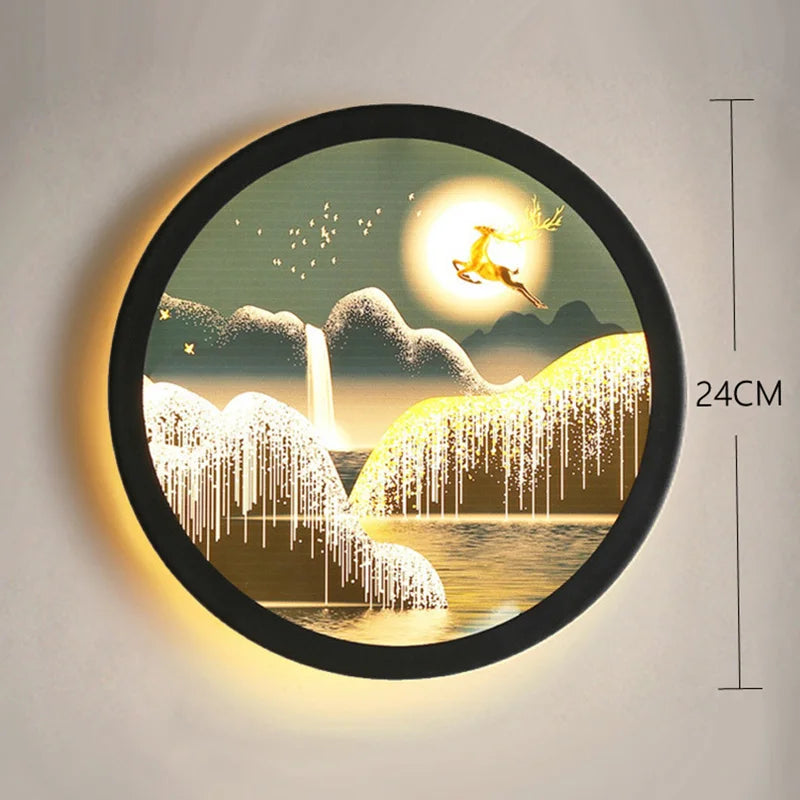 Decorbites™ Industrielle Acryl-Runde Wandlampe | Vintage Wandleuchten mit Wandmalerei für Schlafzimmerdekoration