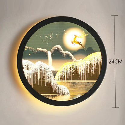 Decorbites™ Industrielle Acryl-Runde Wandlampe | Vintage Wandleuchten mit Wandmalerei für Schlafzimmerdekoration