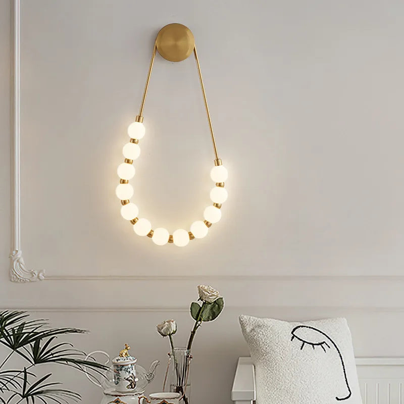 DecorBites™ LED Necklace Wall Lights: Gold Black Metal White Acrylic Sconce for Home Art Deco