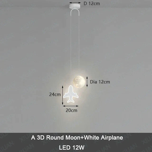 ديكوربايتس™ مصباح معلق للأطفال على شكل نجمة وقمر مع جهاز تحكم عن بعد للتحكم في الإضاءة
