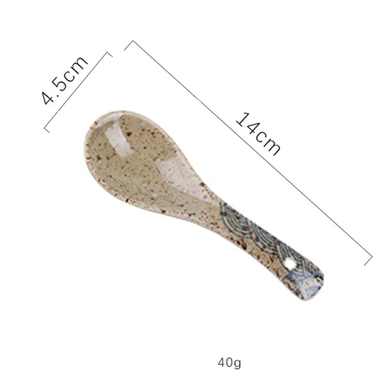 مجموعة أوعية رامين سيراميك ريترو من ديكوربايتس™ مقاس 6.5 بوصة مع غطاء وعيدان طعام وملاعق