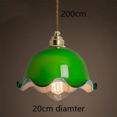 Luces colgantes LED de vidrio verde Decorbites™: Lámpara colgante de estilo vintage japonés-americano