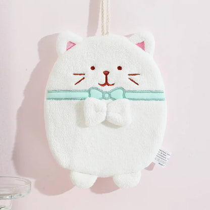 DecorBites™ Cute Cat Hand Towel: Thick Quick Dry Kitchen & Bathroom Terry Towel