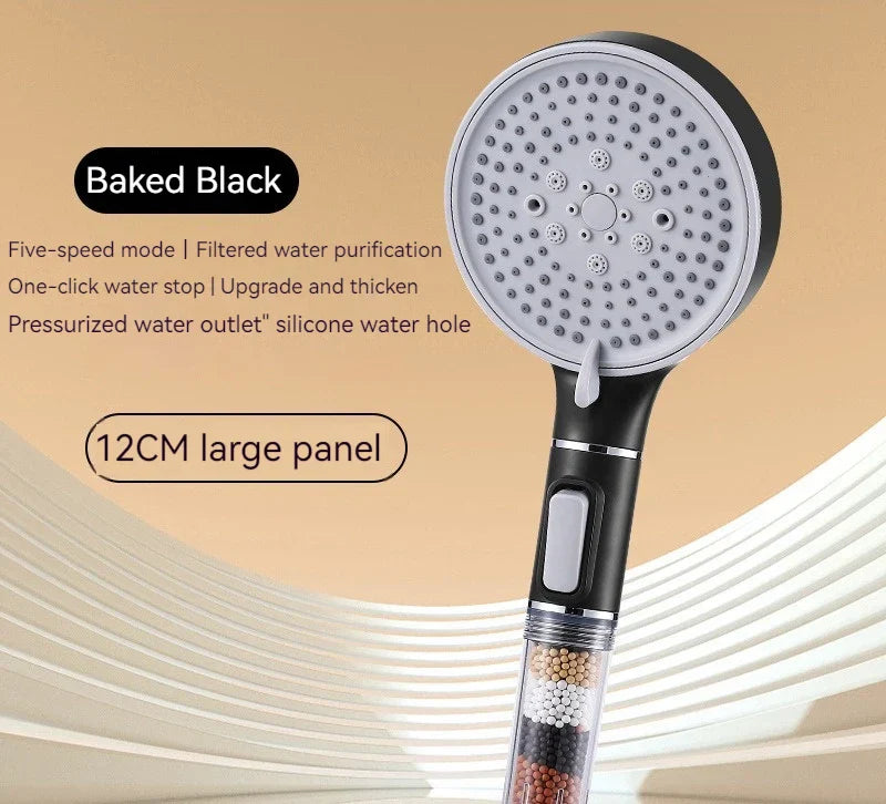 رأس دش DecorBites™ عالي الضغط بخمس سرعات من كبريتات الكالسيوم للتطهير والاسترخاء