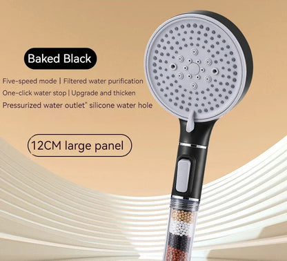 رأس دش DecorBites™ عالي الضغط بخمس سرعات من كبريتات الكالسيوم للتطهير والاسترخاء