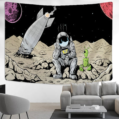 Decobites Astronaut Alien Tapestry Wall Hanging Kawaii Universe Mystic Home Decor