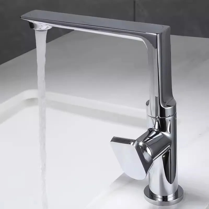 Grifo de Lavabo de Latón Dorado Decorbites™ para Baño, Asa Única Mezclador de Agua Caliente y Fría
