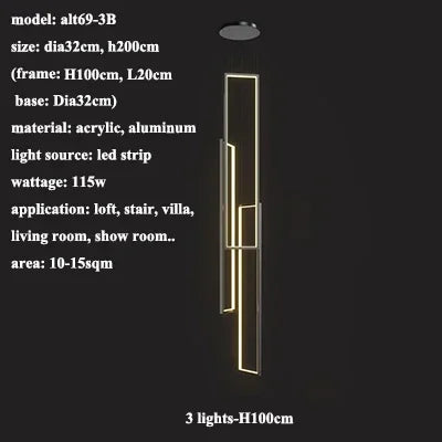 DecorBites™ LED Rectangle Staircase Chandeliers Pendant Lighting Modern Living Room Decor