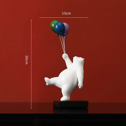 DecorBites™ Flying Bear Figurines Balloon Polar Bears Resin Decoration Modern Gift for Boy/Kids
