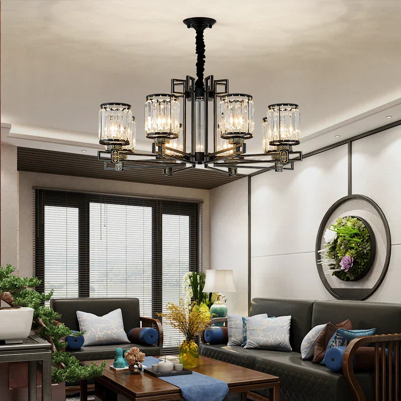 DecorBites™ Crystal Chandelier: Elegant Chinese Style Lighting for Living Room, Bedroom, and Study