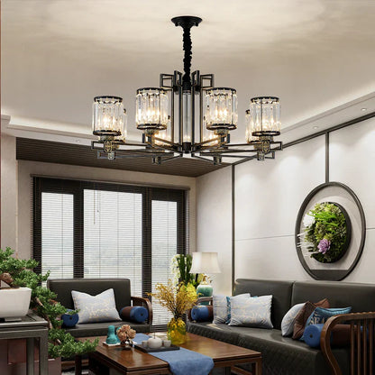 DecorBites™ Crystal Chandelier: Elegant Chinese Style Lighting for Living Room, Bedroom, and Study