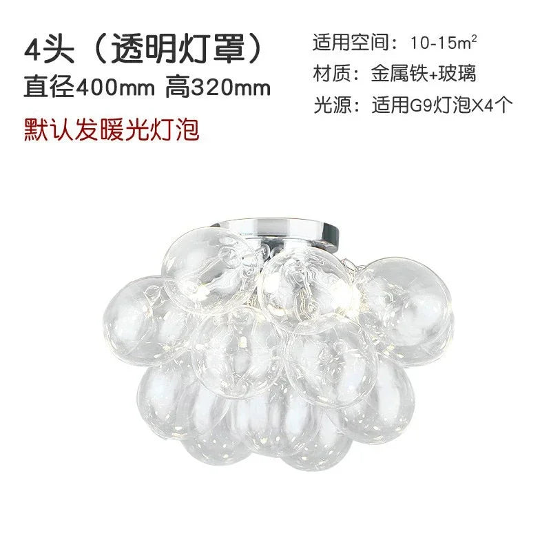 DecorBites™ Glass Chandelier Leds Ceiling Lamp for Designer Bedroom Lighting Fixture