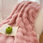 Decobites Gradient Pink Double Layer Faux Fur Winter Blanket