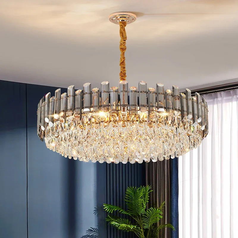 DecorBites™ Gold Crystal Chandelier for Living Room Luxury Lighting Fixture