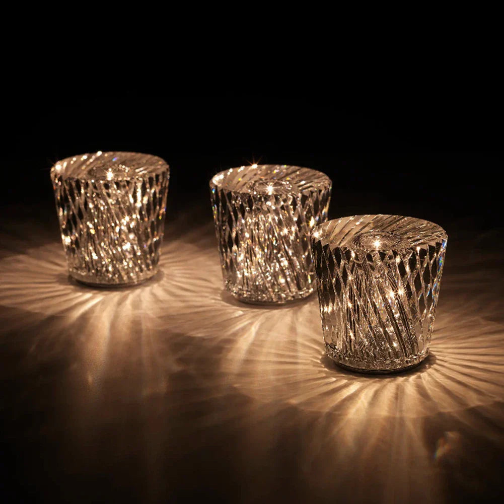 Lámpara de mesa LED recargable DecorBites™ Crystal Diamond | Luz nocturna de cristal con forma de diamante