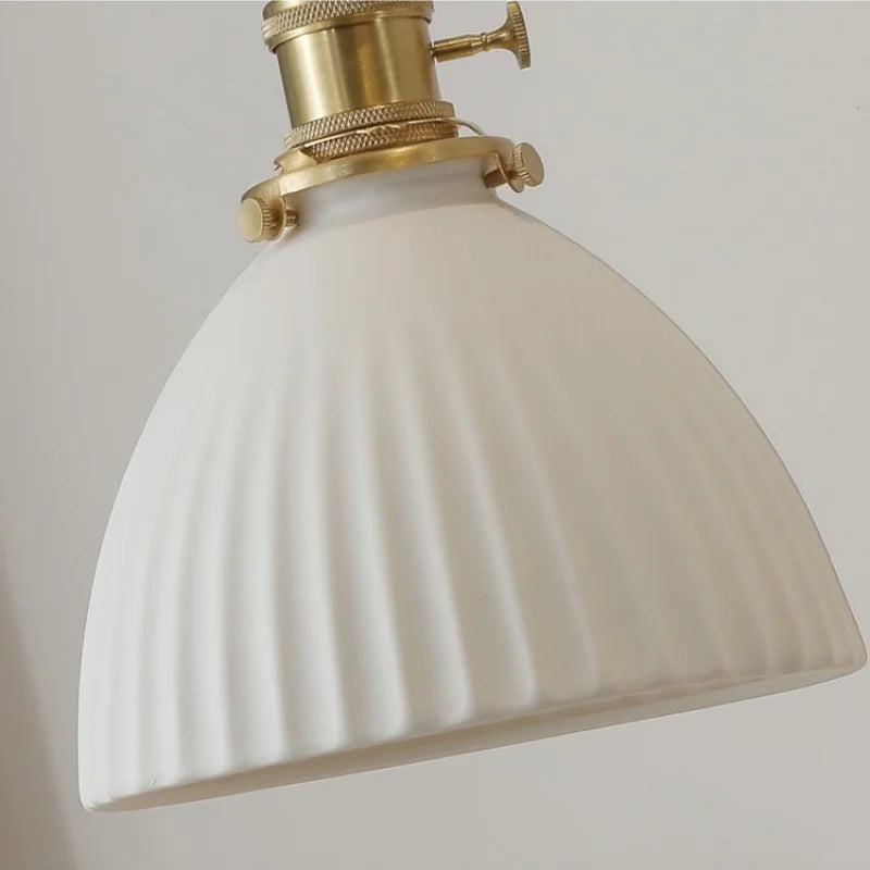 DecorBites™ White Ceramic LED Pendant Light with Walnut Wood Accent - Modern Nordic Design