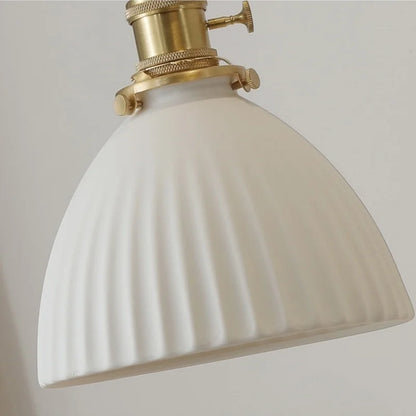 DecorBites™ White Ceramic LED Pendant Light with Walnut Wood Accent - Modern Nordic Design