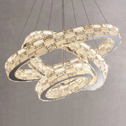 Gold Crystal Ring Chandelier 3-Tier D100cm