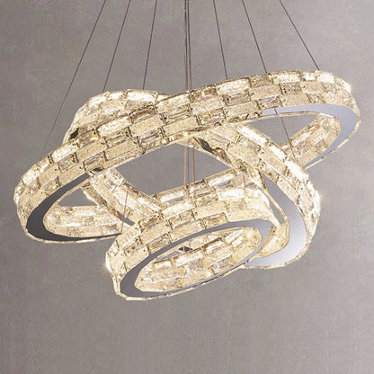 DecorBites™ Golden Crystal Ring Chandelier: Luxury Gloss Ceiling Lighting for Modern Living Room