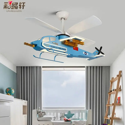 DecorBites™ Children's Room Airplane Helicopter Fan Light - Creative Boy Bedroom Ceiling Light