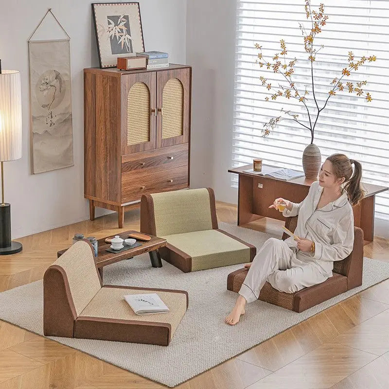 Decorbites™ Japanische Tatami-Stühle im Stil, Raumstühle, beinlose Stühle, Buchtfensterstühle, Stühle mit Rückenlehne