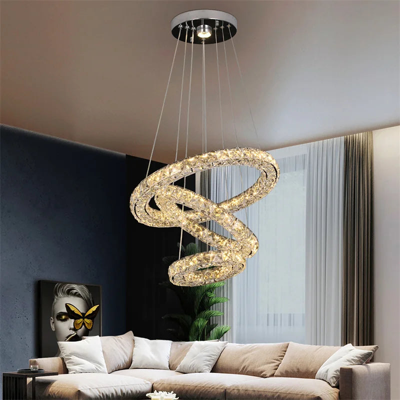 DecorBites™ Crystal LED Chandelier Pendant Light for Modern Luxury Living Dining Room Décor