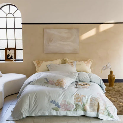 طقم أغطية سرير مطرزة من القطن المصري DecorBites™ 100S للمقاسات الكبيرة والكبيرة (يورو)