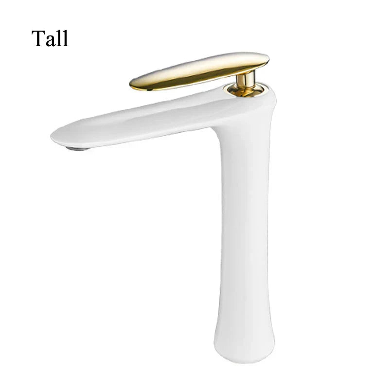 DecorBites™ Black & White Brass Bathroom Faucet with Single Lever Control