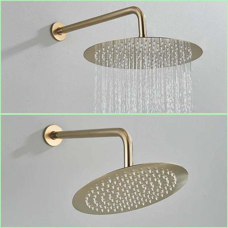 Juego de grifería para ducha DecorBites™ en oro cepillado, montaje en pared, sistema de ducha tipo lluvia