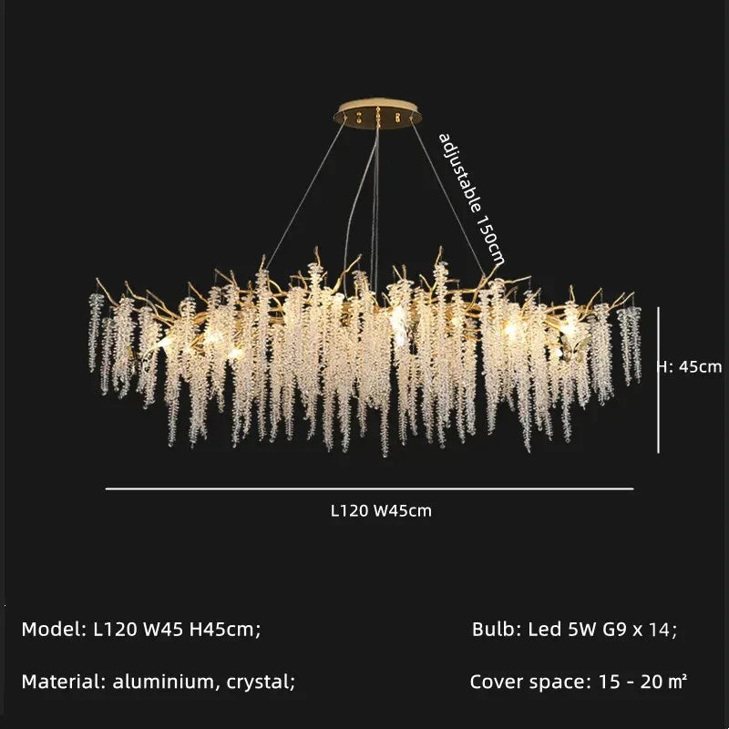 DecorBites™ Gold Aluminium Branch Pendant Light Chandelier for Modern Dining Room Decor