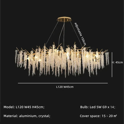 DecorBites™ Gold Aluminium Branch Pendant Light Chandelier for Modern Dining Room Decor