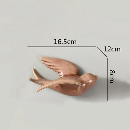 DecorBites™ Flying Bird Ceramic Wall Ornament Simulation Room Decoration Indoor Accent