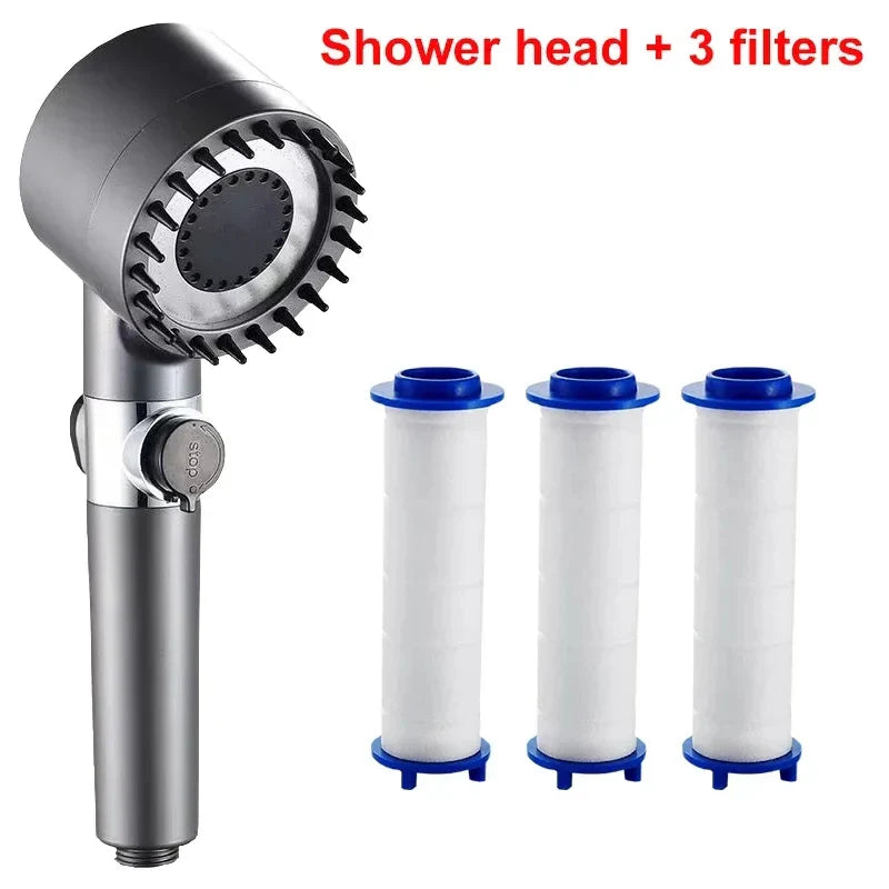 DecorBites™ High Pressure Showerhead with Filter, 4 Modes Massage, Water Saving