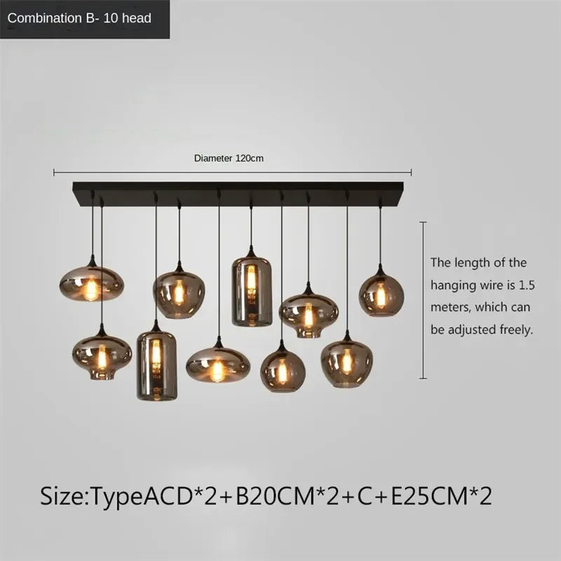 DecorBites™ LED Glass Pendant Chandelier for Kitchen Dining Bar Décor